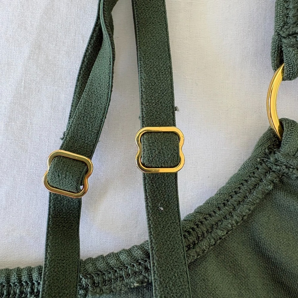 Aerie Bra Womens Green Ribbed Sycamore Seamless Ring Longline Bralette Size M - Picture 5 of 10